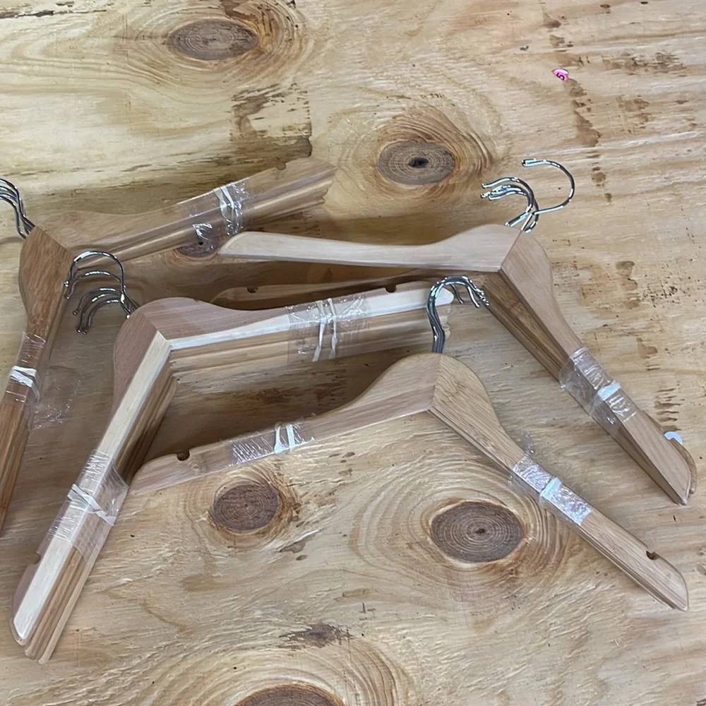 20 Bamboo Wooden Shirt Hangers